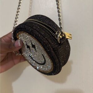 Black and Gold Women's Bag with Smiley Design